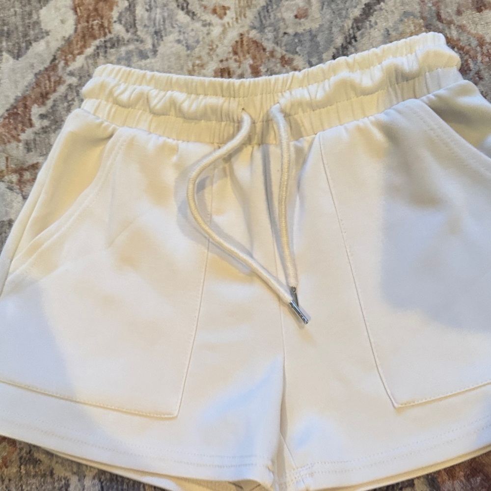 Women's Cream Drawstring Shorts